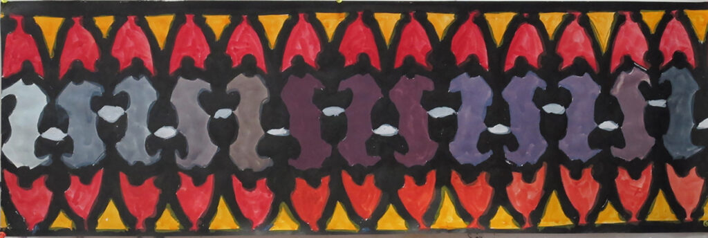 Men and Women, (Paper Doll Series) gouaches and Sumi ink on paper, 32 x 100 cm, 2018 Heddy Abramowitz