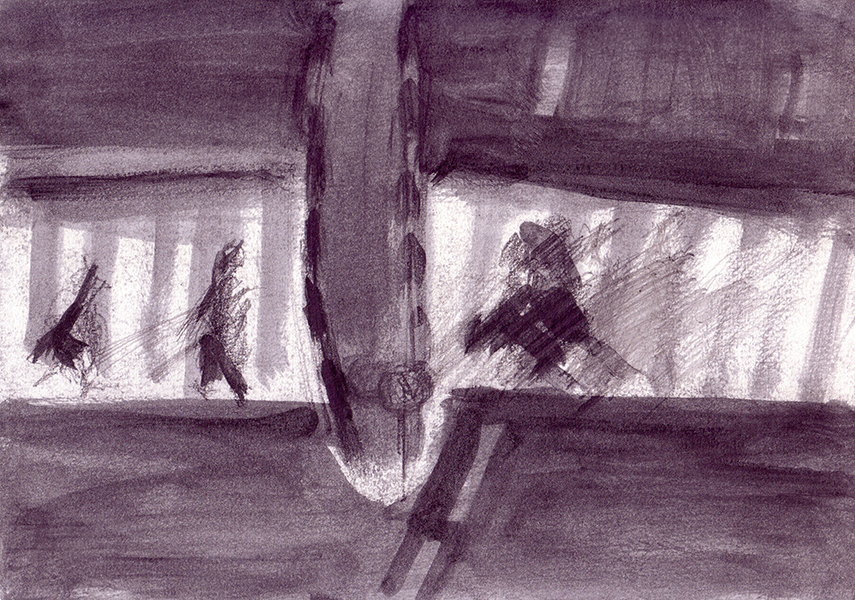 Crossings Series, number 3  Graphite on paper, 29 x 21 cm, 2007 Heddy Abramowitz